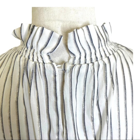 Banana Republic Striped Drama Neck Ruffled Striped Blouse small - Picture 4 of 10